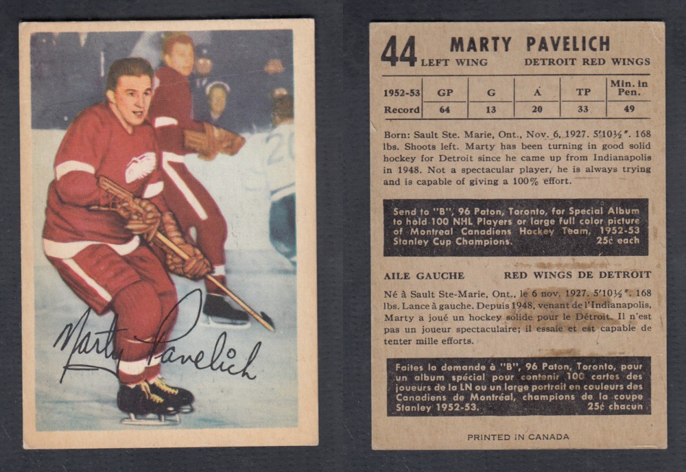 1953-54 PARKHURST HOCKEY CARD #44 M. PAVELICH photo