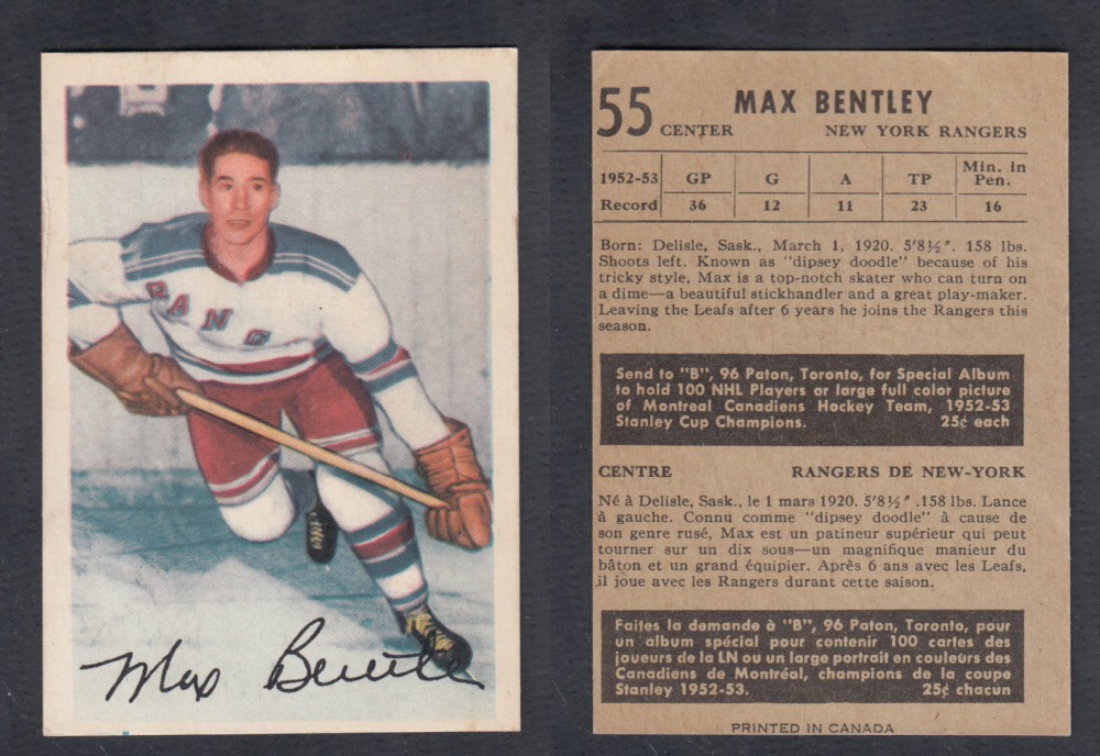 1953-54 PARKHURST HOCKEY CARD #55 M. BENTLEY photo