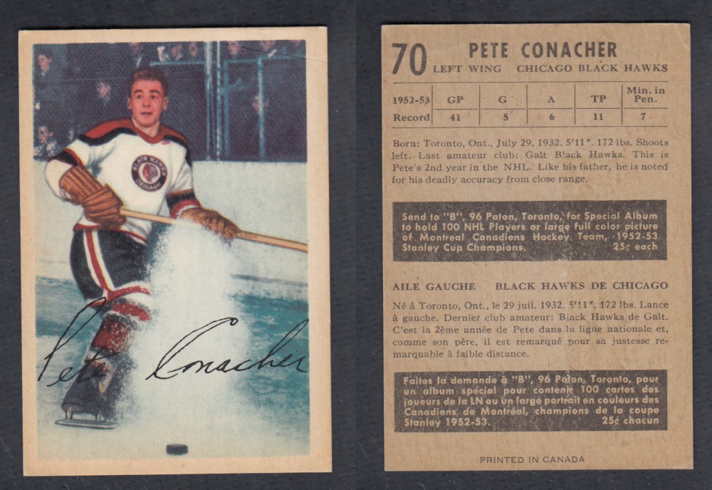 1953-54 PARKHURST HOCKEY CARD #70 P. CONACHER photo