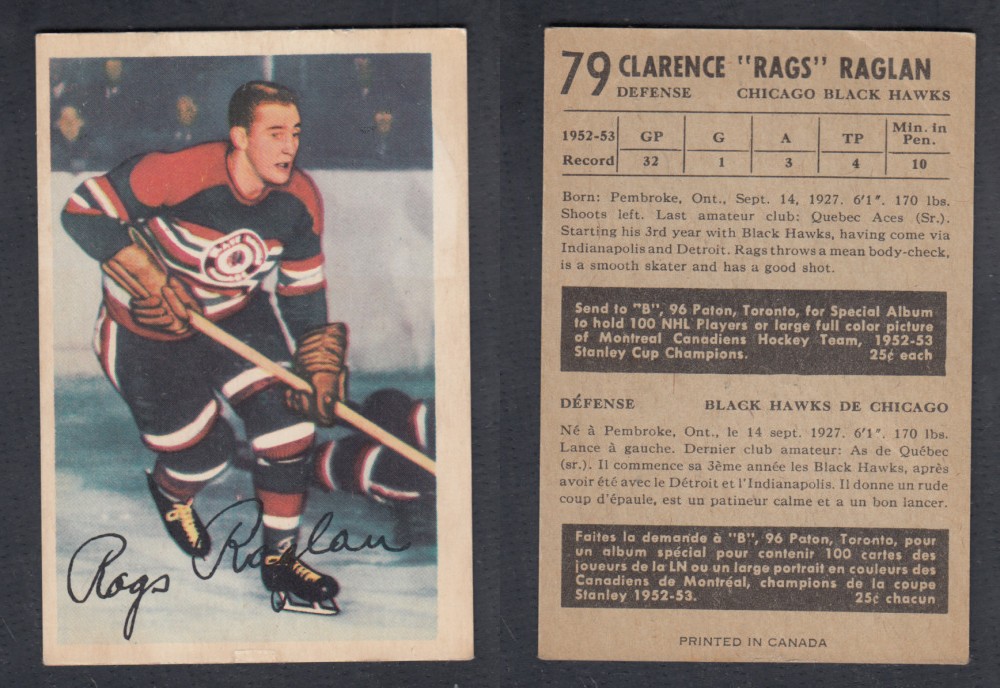 1953-54 PARKHURST HOCKEY CARD #79 C. RAGLAN photo