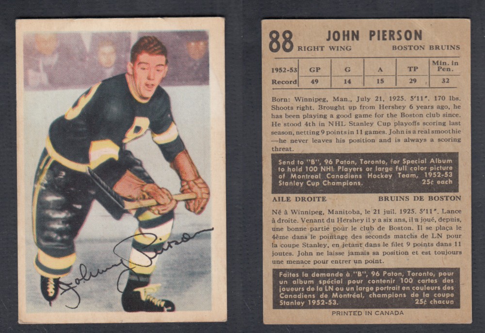 1953-54 PARKHURST HOCKEY CARD #88 J. PIERSON photo