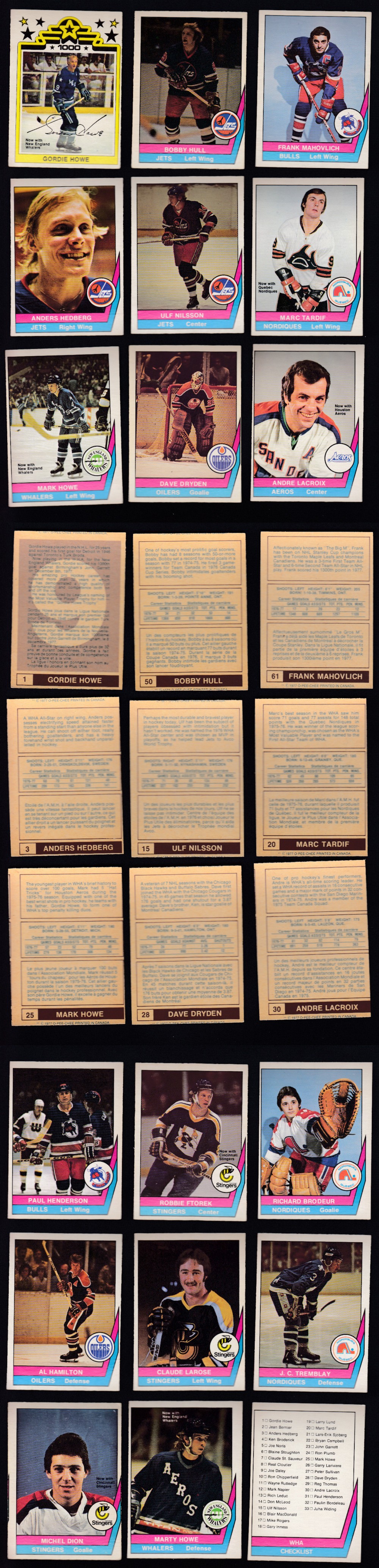 1977-78 WHA O-PEE-CHEE HOCKEY CARD FULL SET 66/66 & WRAPPER photo