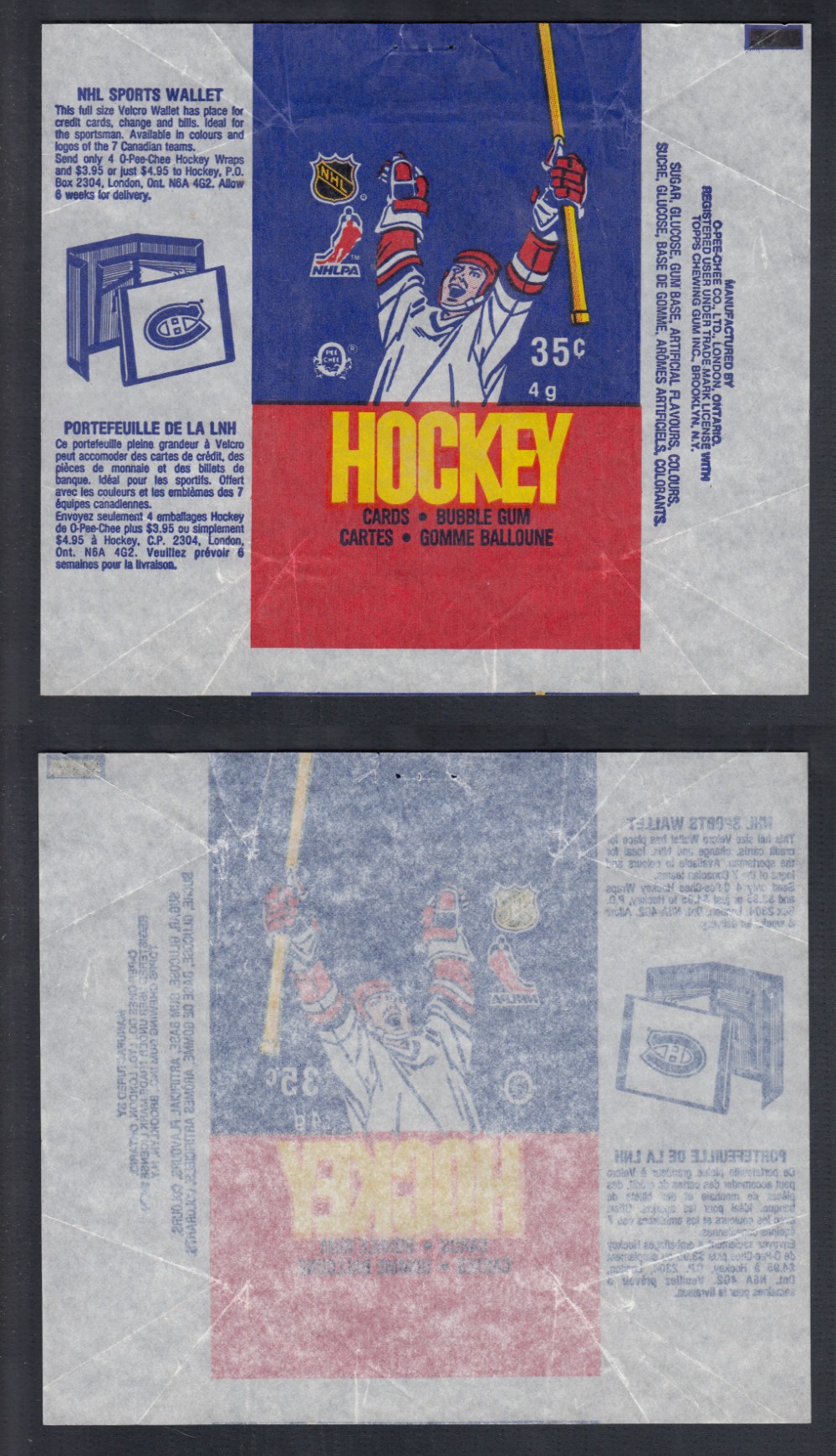 1986-87 O-PEE-CHEE HOCKEY CARD WRAPPER  photo