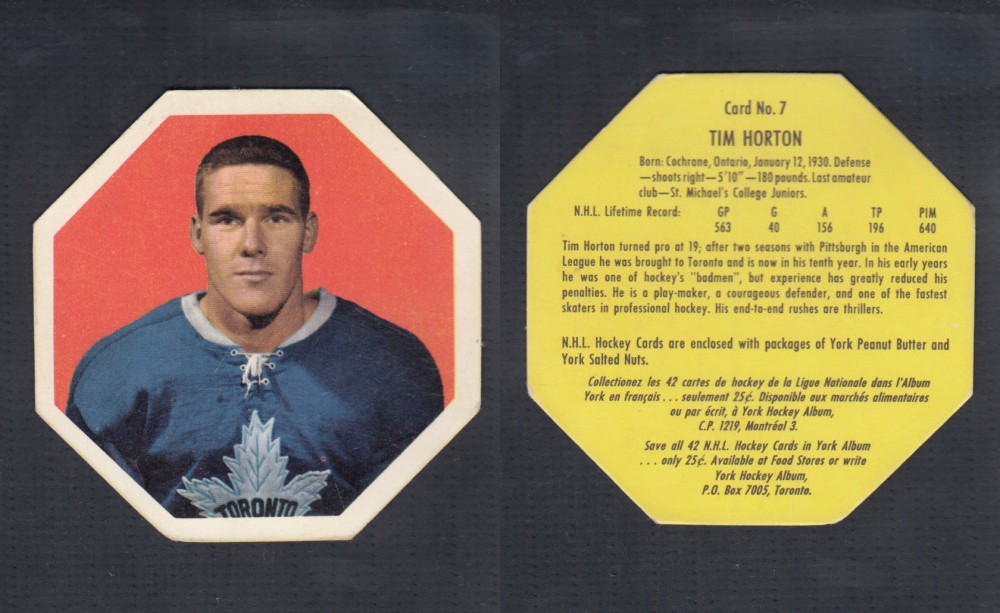 1961-62 YORK HOCKEY CARD #7 T. HORTON photo