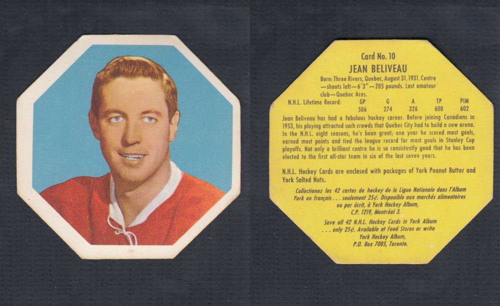 1961-62 YORK HOCKEY CARD #10 J. BELIVEAU photo