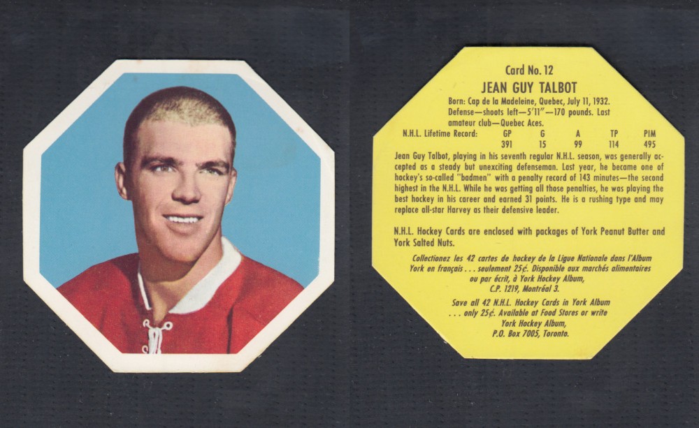 1961-62 YORK HOCKEY CARD #12 J. TALBOT photo