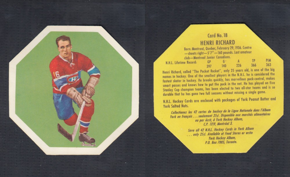 1961-62 YORK HOCKEY CARD #18 H. RICHARD photo