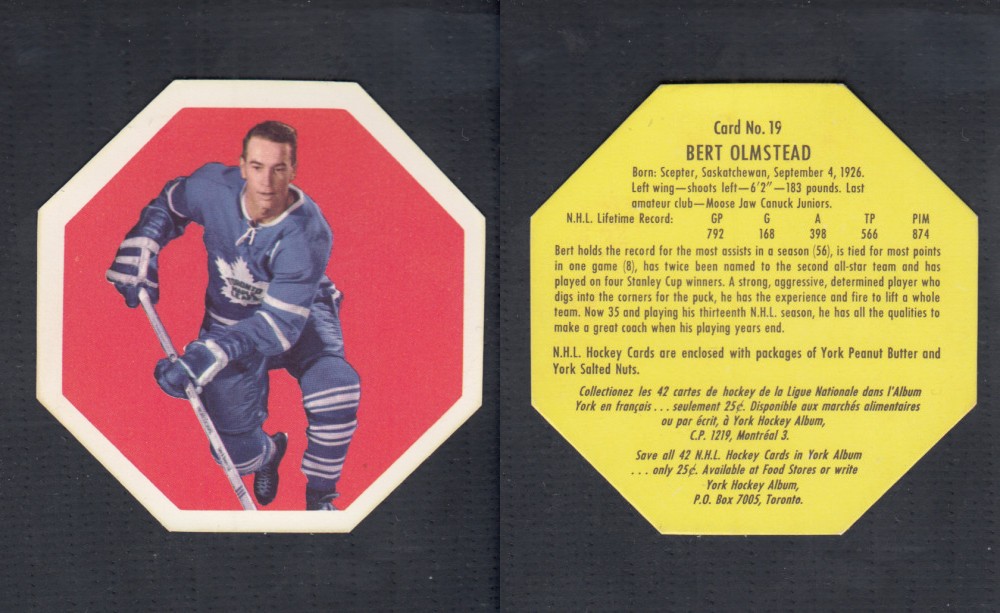 1961-62 YORK HOCKEY CARD #19 B. OLMSTEAD photo