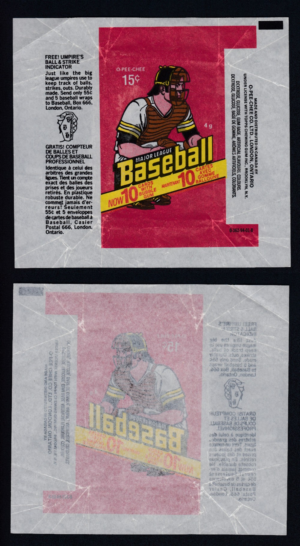 1978 O-PEE-CHEE BASEBALL CARD WRAPPER photo
