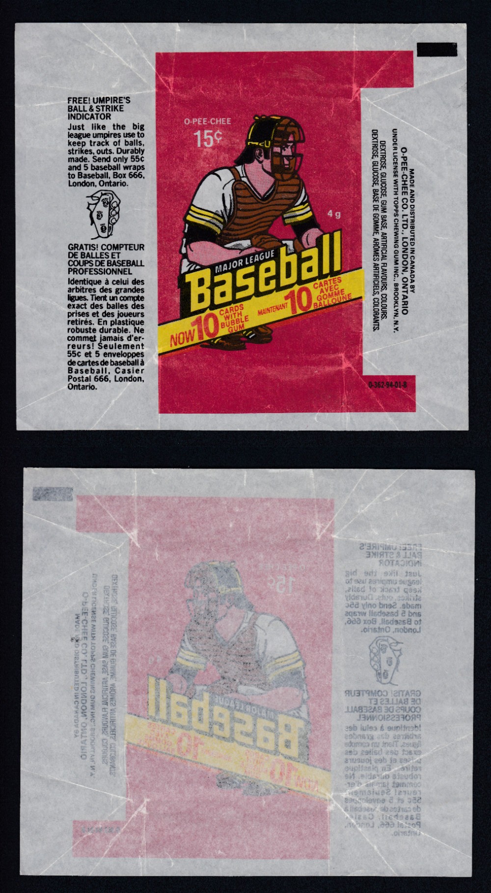 1978 O-PEE-CHEE BASEBALL CARD WRAPPER photo