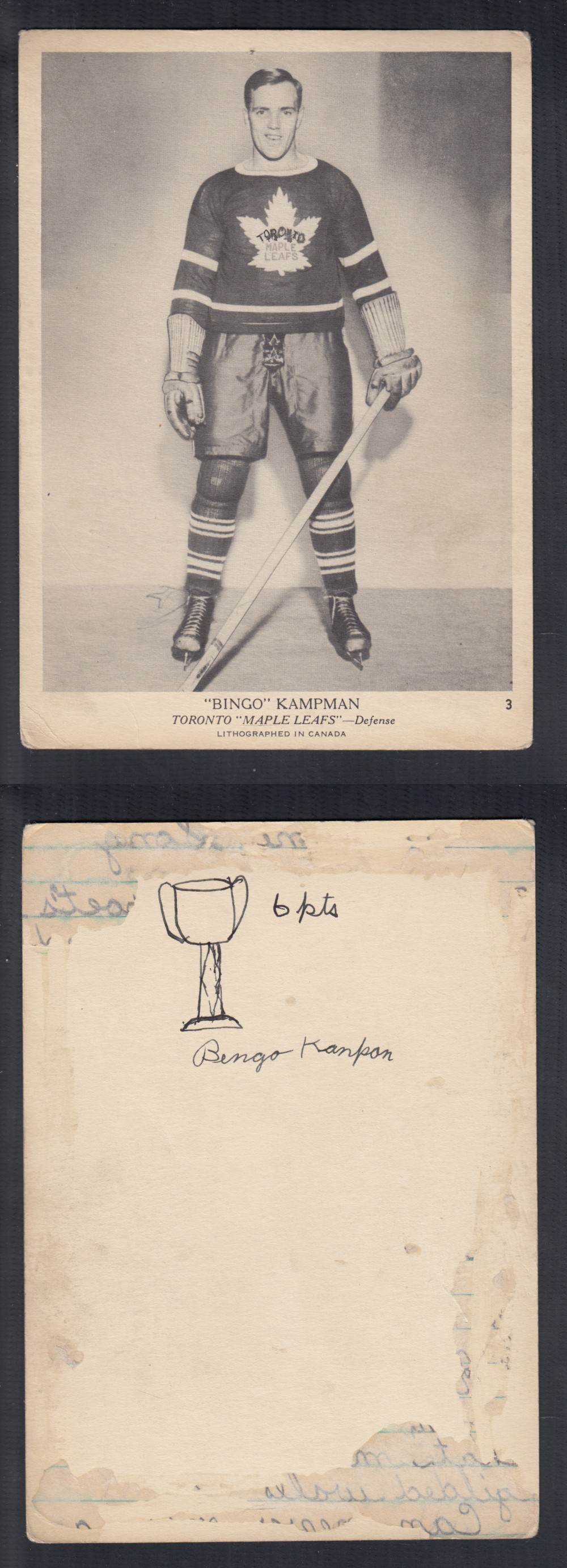 1939-40 O-PEE-CHEE HOCKEY CARD #3 B. KAMPMAN photo