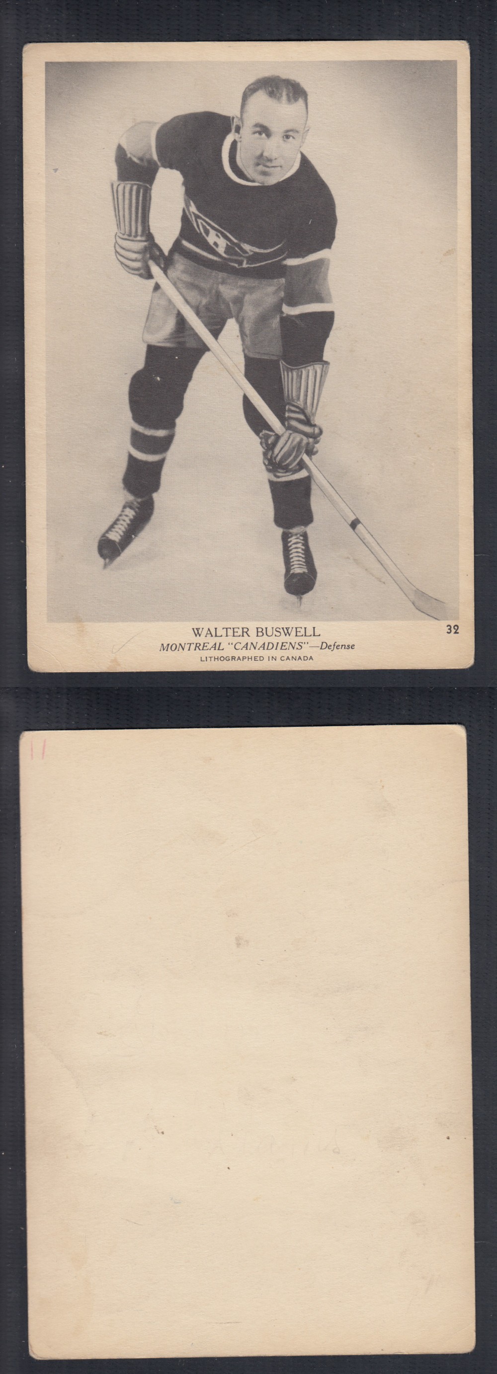 1939-40 O-PEE-CHEE HOCKEY CARD #32 W. BUSWELL photo