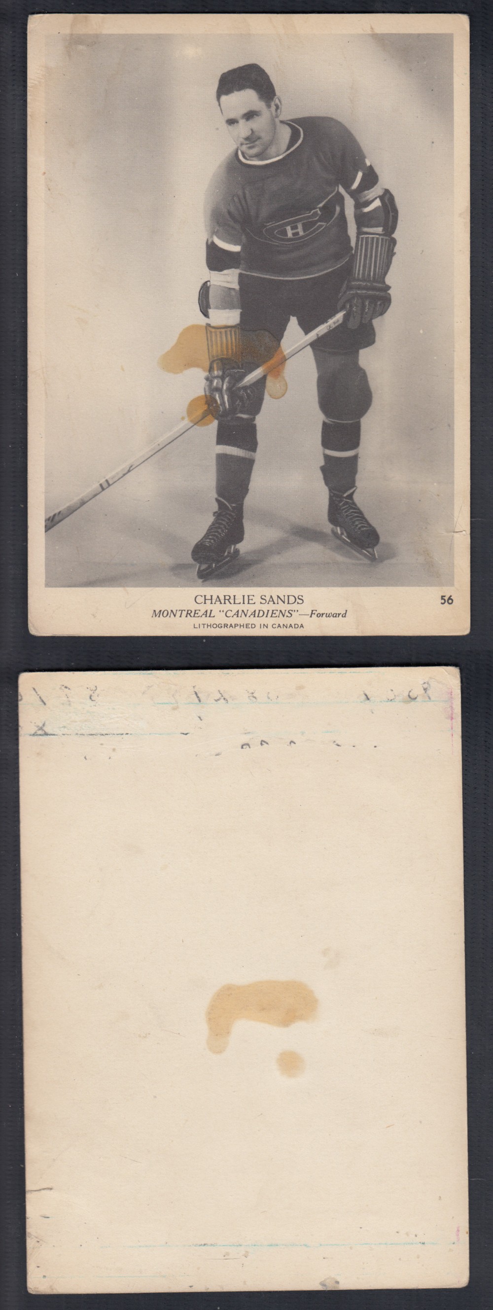 1939-40 O-PEE-CHEE HOCKEY CARD #56 C. SANDS photo