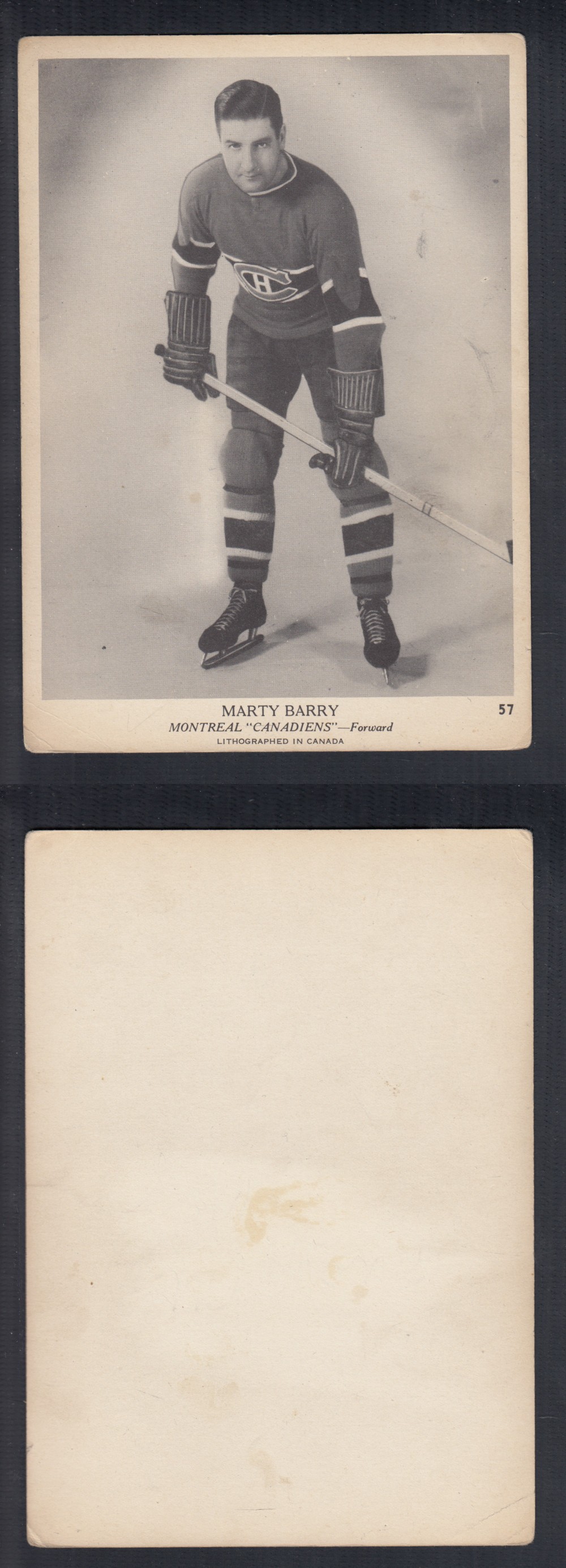 1939-40 O-PEE-CHEE HOCKEY CARD #57 M. BARRY photo