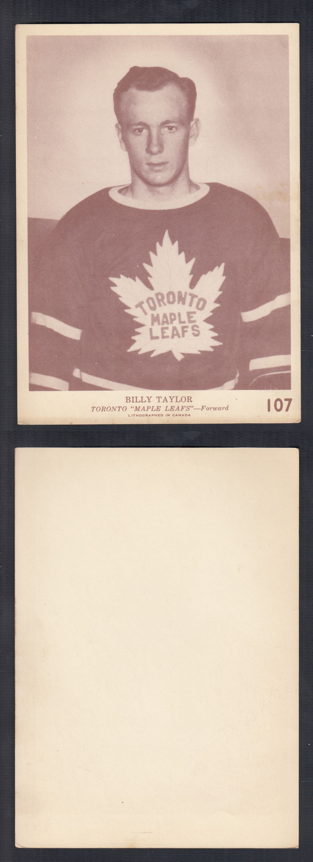 1940-41 O-PEE-CHEE HOCKEY CARD #107 B. TAYLOR photo