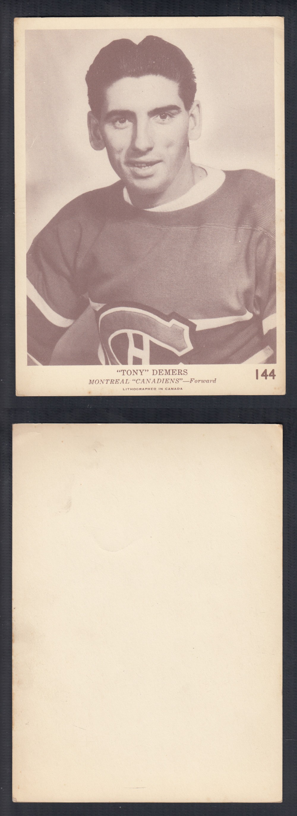 1940-41 O-PEE-CHEE HOCKEY CARD #144 T. DEMERS photo