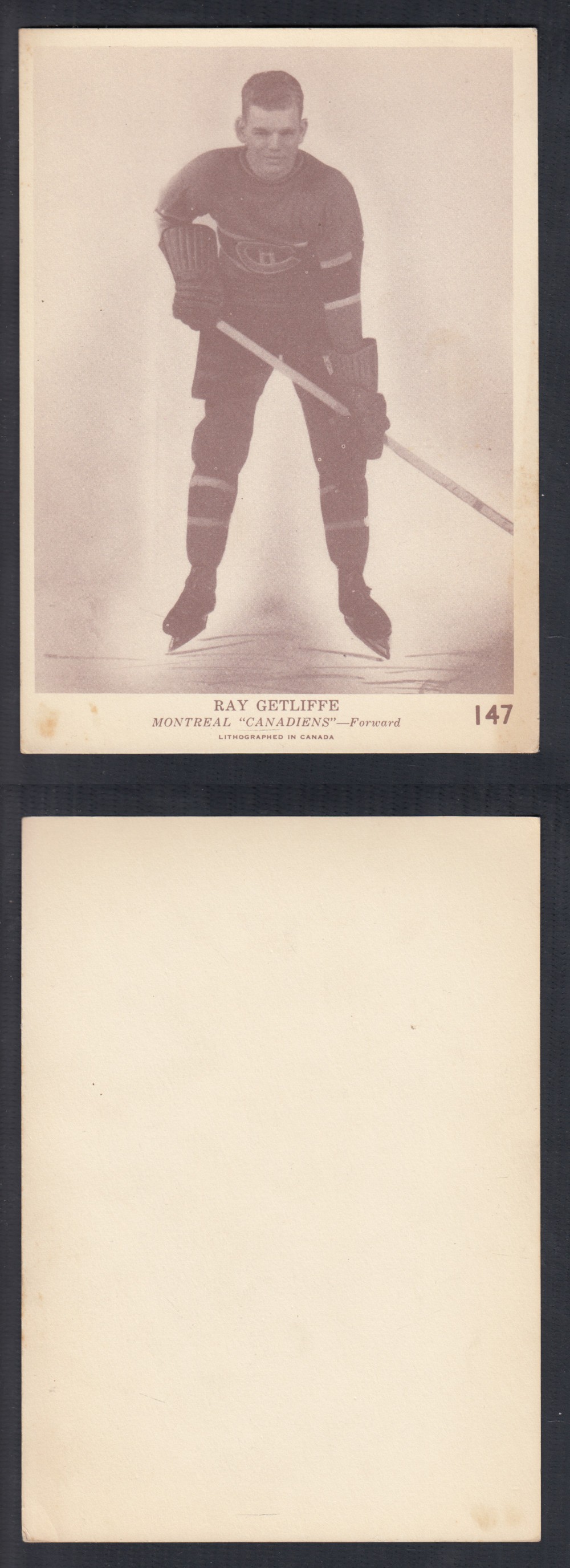 1940-41 O-PEE-CHEE HOCKEY CARD #147 R. GETLIFFE photo