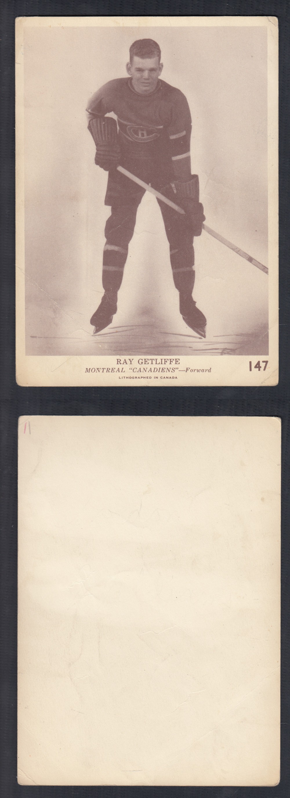 1940-41 O-PEE-CHEE HOCKEY CARD #147 R. GETLIFFE photo