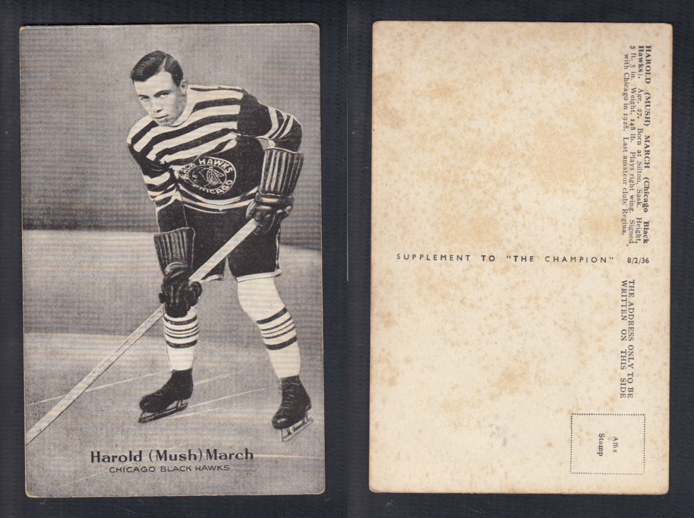 1935-36 AMALGAMATED PRESS HOCKEY CARD H. MARCH photo