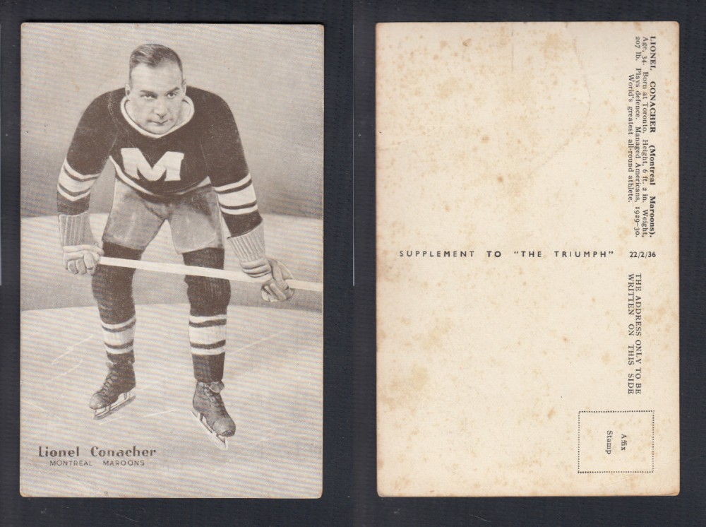 1935-36 AMALGAMATED PRESS HOCKEY CARD L. CONACHER photo