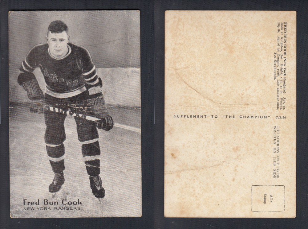 1935-36 AMALGAMATED PRESS HOCKEY CARD F. COOK photo