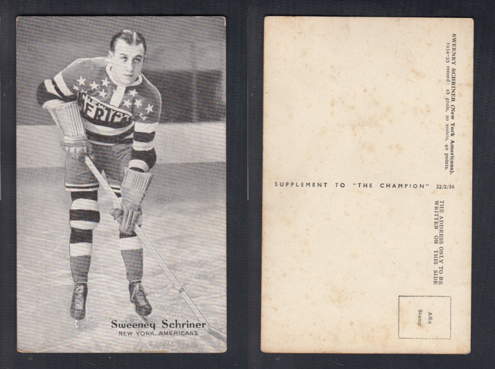 1935-36 AMALGAMATED PRESS HOCKEY CARD S. SCHRINER photo