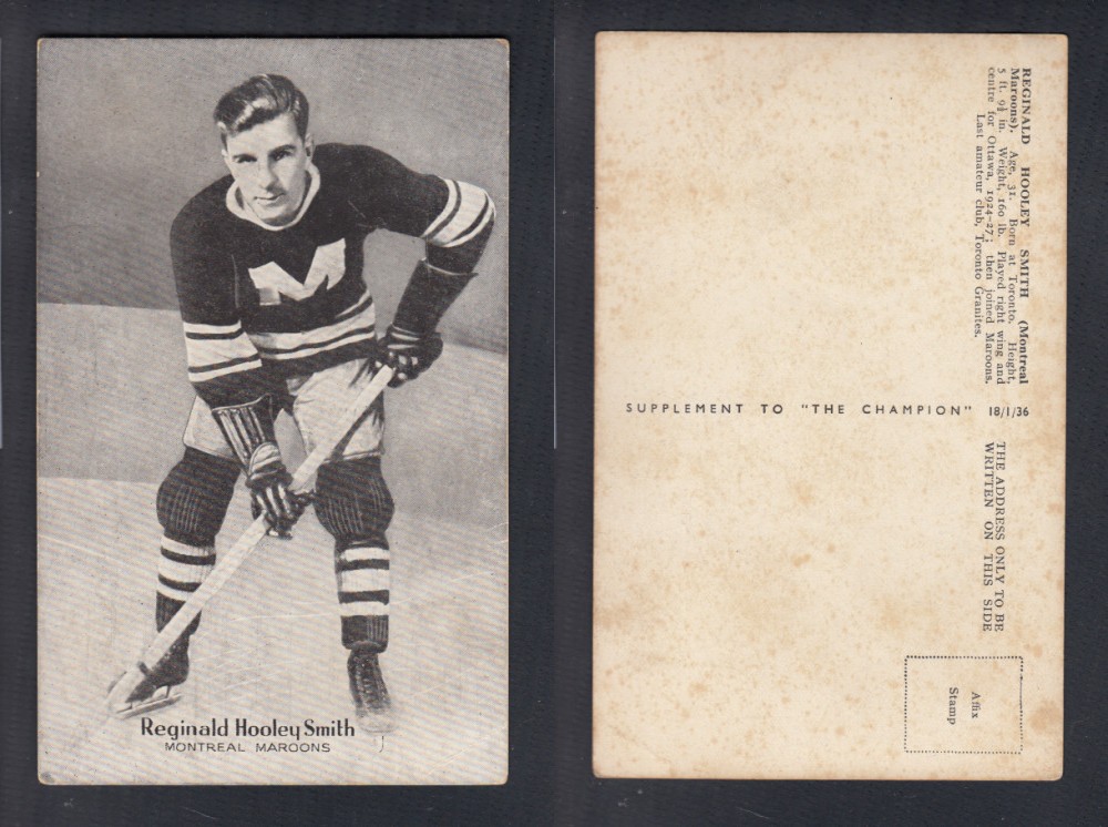 1935-36 AMALGAMATED PRESS HOCKEY CARD R. SMITH photo