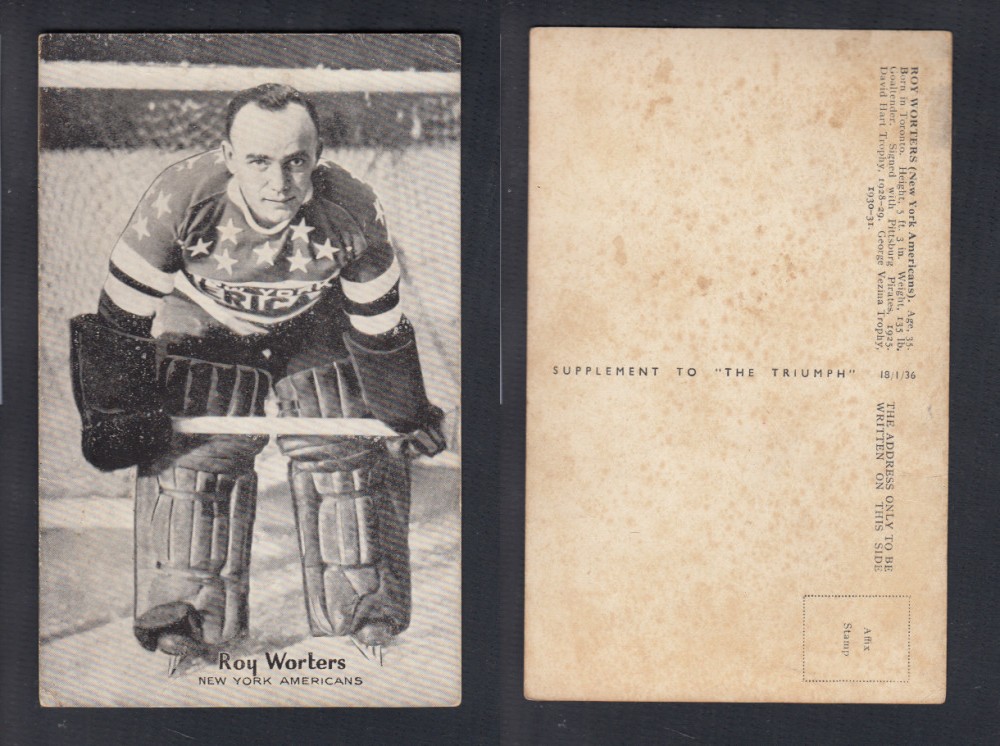 1935-36 AMALGAMATED PRESS HOCKEY CARD R. WORTERS photo