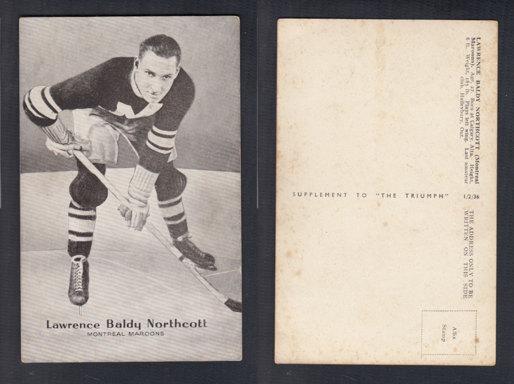 1935-36 AMALGAMATED PRESS HOCKEY CARD L. NORTHCOTT photo