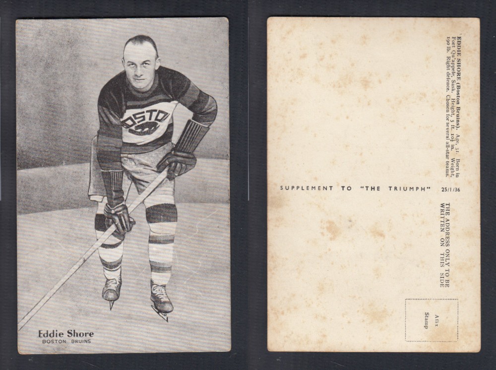 1935-36 AMALGAMATED PRESS HOCKEY CARD E. SHORE photo