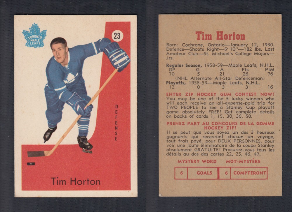 1959-60 PARKHURST HOCKEY CARD #23 T. HORTON photo