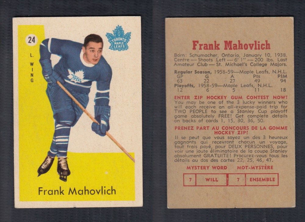 1959-60 PARKHURST HOCKEY CARD #24 F. MAHOVLICH photo