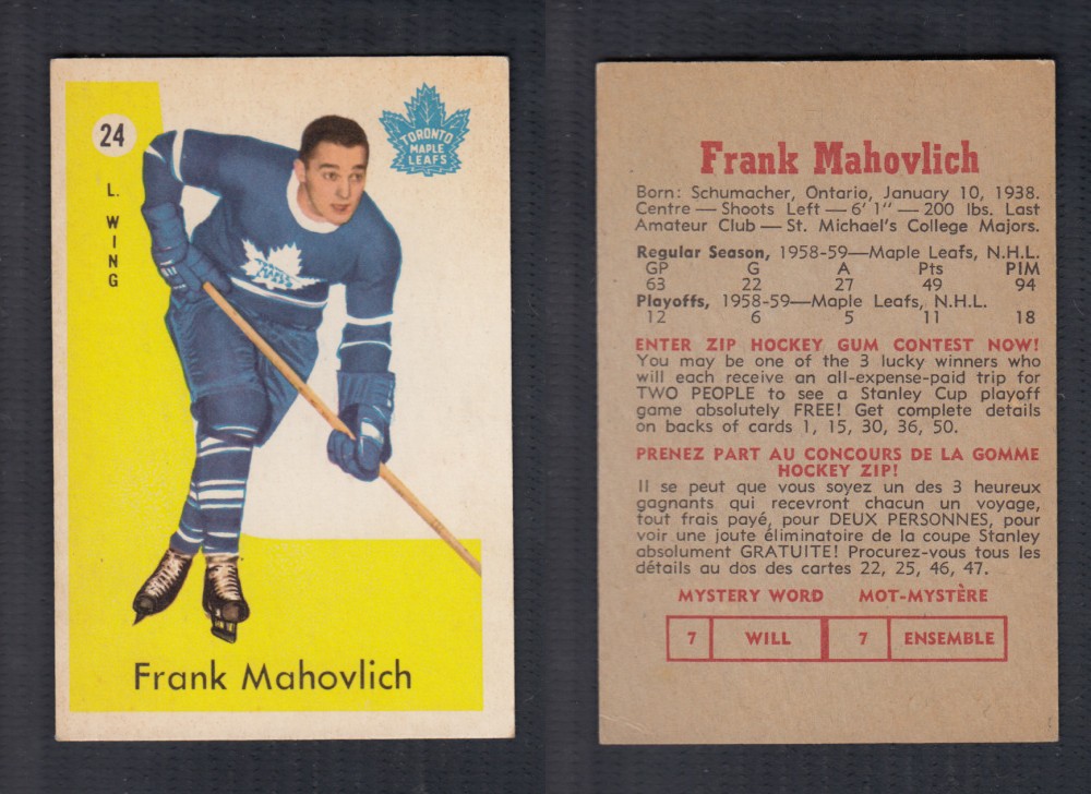 1959-60 PARKHURST HOCKEY CARD #24 F. MAHOVLICH photo