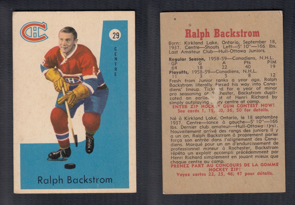 1959-60 PARKHURST HOCKEY CARD #29 R. BACKSTROM photo