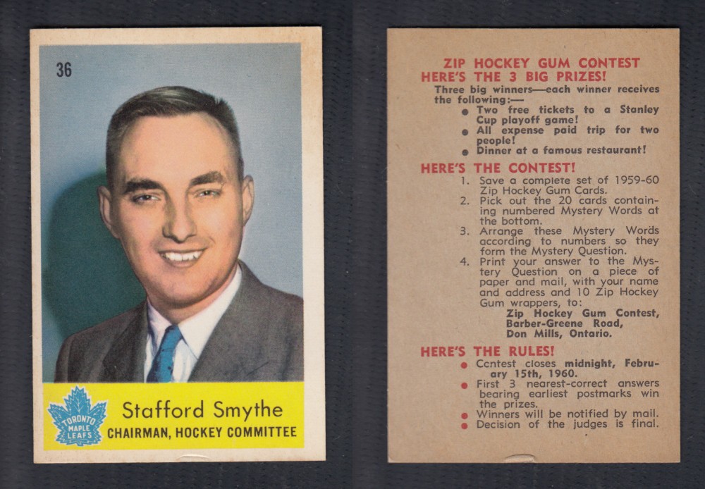 1959-60 PARKHURST HOCKEY CARD #36 S. SMYTHE photo