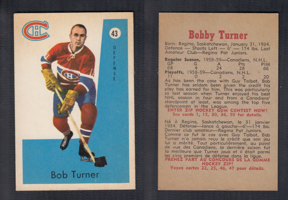 1959-60 PARKHURST HOCKEY CARD #43 B. TURNER photo