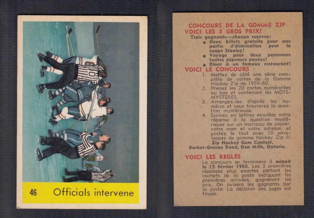 1959-60 PARKHURST HOCKEY CARD #46 OFFICIALS INTERVENE photo