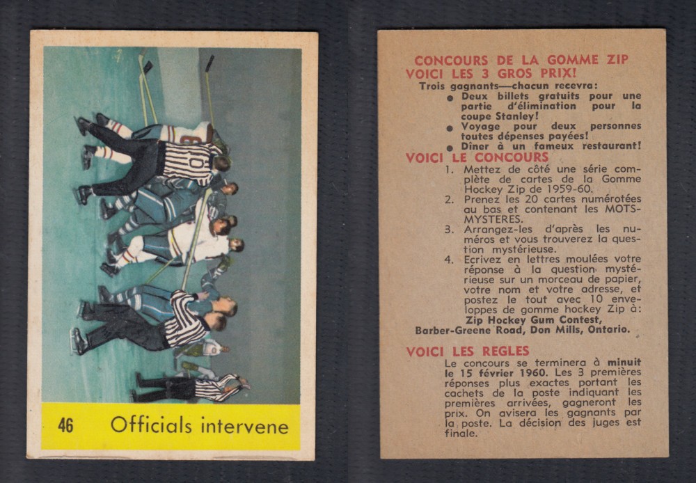 1959-60 PARKHURST HOCKEY CARD #46 OFFICIALS INTERVENE photo