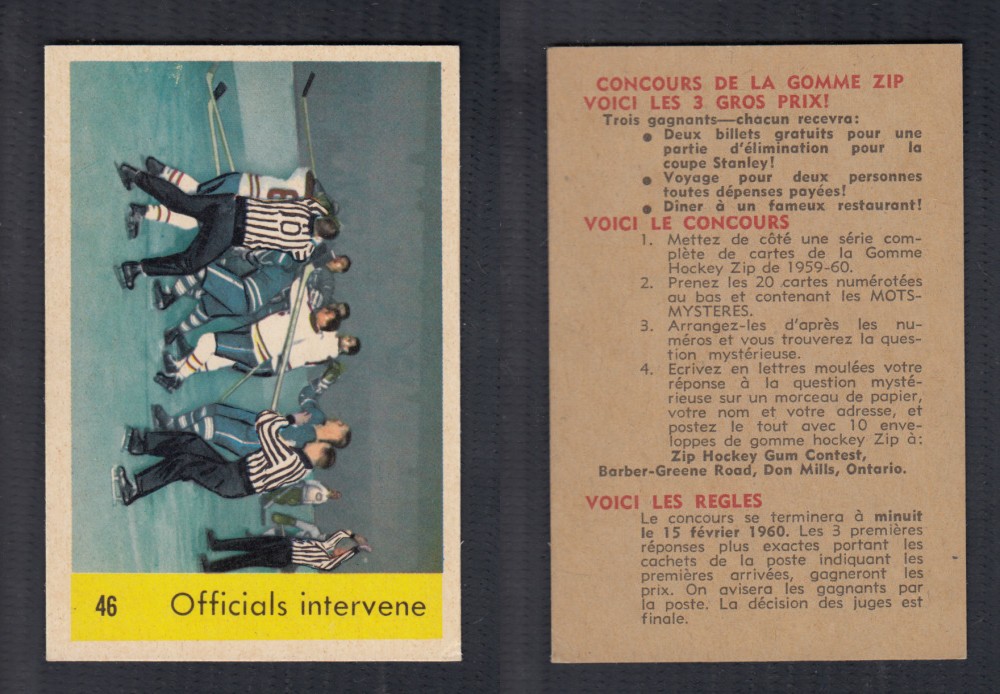 1959-60 PARKHURST HOCKEY CARD #46 OFFICIALS INTERVENE photo