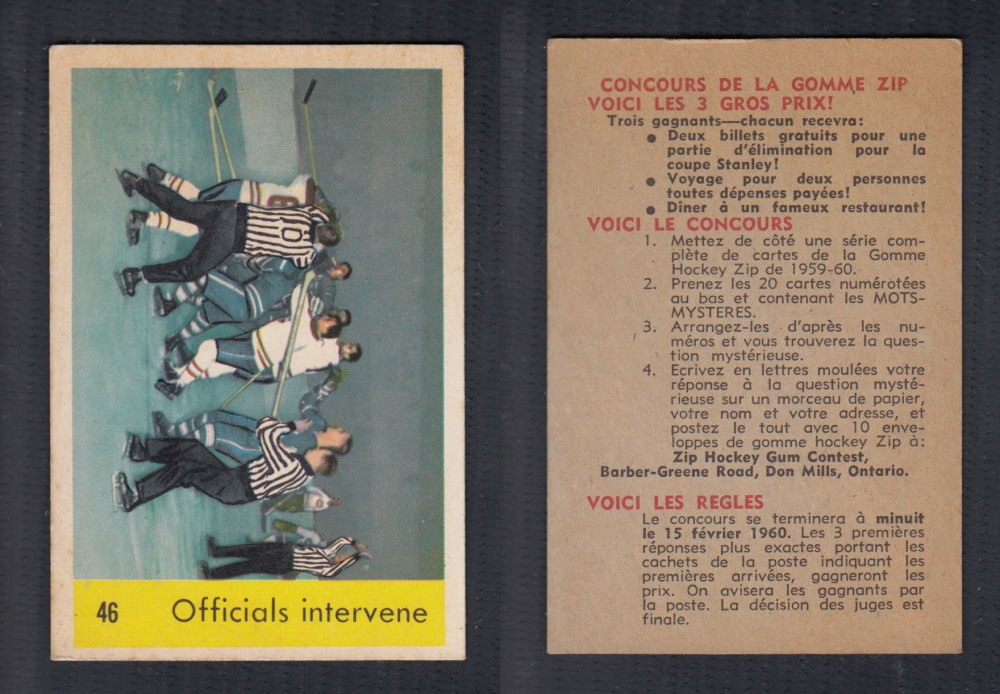 1959-60 PARKHURST HOCKEY CARD #46 OFFICIALS INTERVENE photo