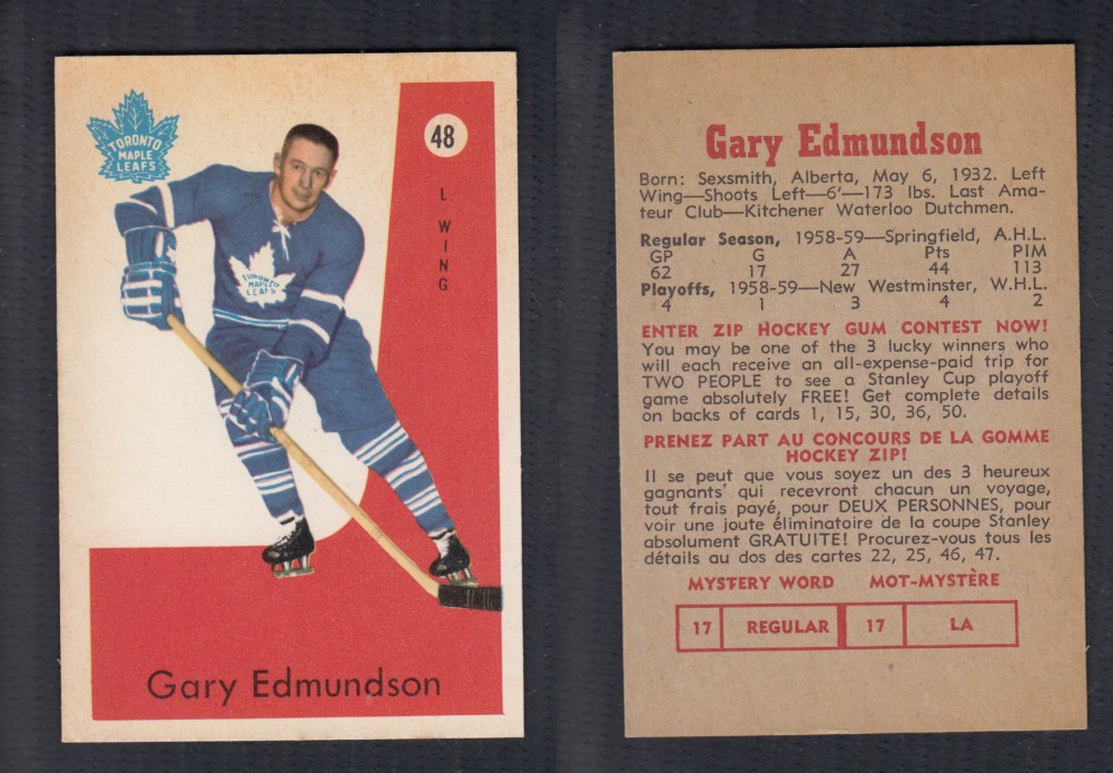 1959-60 PARKHURST HOCKEY CARD #48 G. EDMUNDSON photo