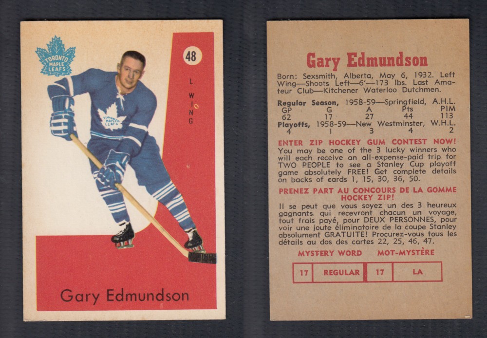 1959-60 PARKHURST HOCKEY CARD #48 G. EDMUNDSON photo