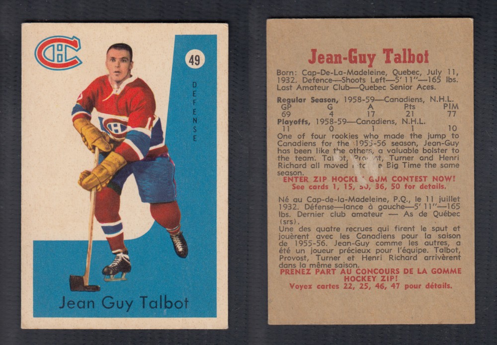 1959-60 PARKHURST HOCKEY CARD #49 G. TALBOT photo