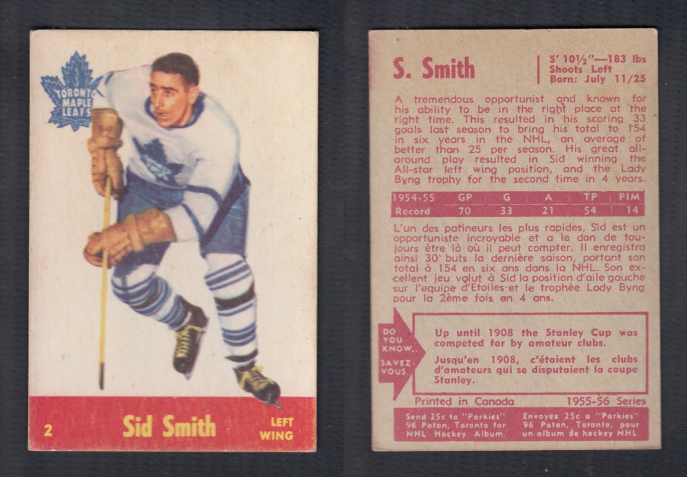 1955-56 PARKHURST HOCKEY CARD #2 S. SMITH photo