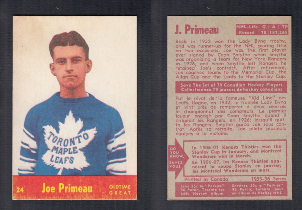 1955-56 PARKHURST HOCKEY CARD #24 J. PRIMEAU photo