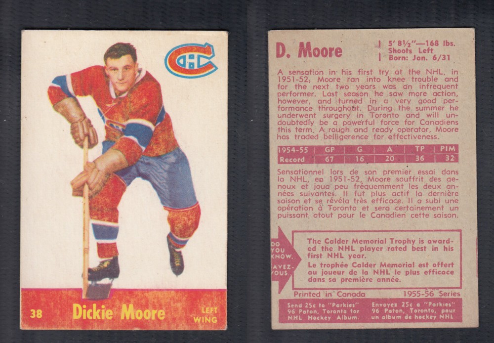 1955-56 PARKHURST HOCKEY CARD #38 D. MOORE photo