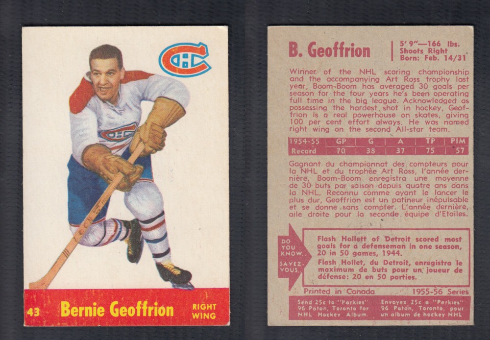 1955-56 PARKHURST HOCKEY CARD #43 B. GEOFFREY photo