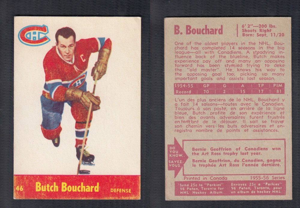 1955-56 PARKHURST HOCKEY CARD #46 B. BOUCHARD photo