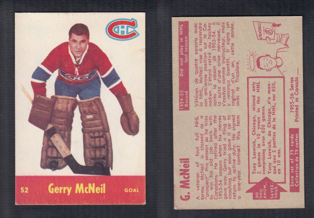 1955-56 PARKHURST HOCKEY CARD #52 G. MCNEIL photo