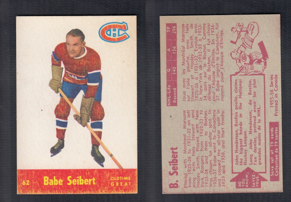 1955-56 PARKHURST HOCKEY CARD #62 B. SEIBERT photo